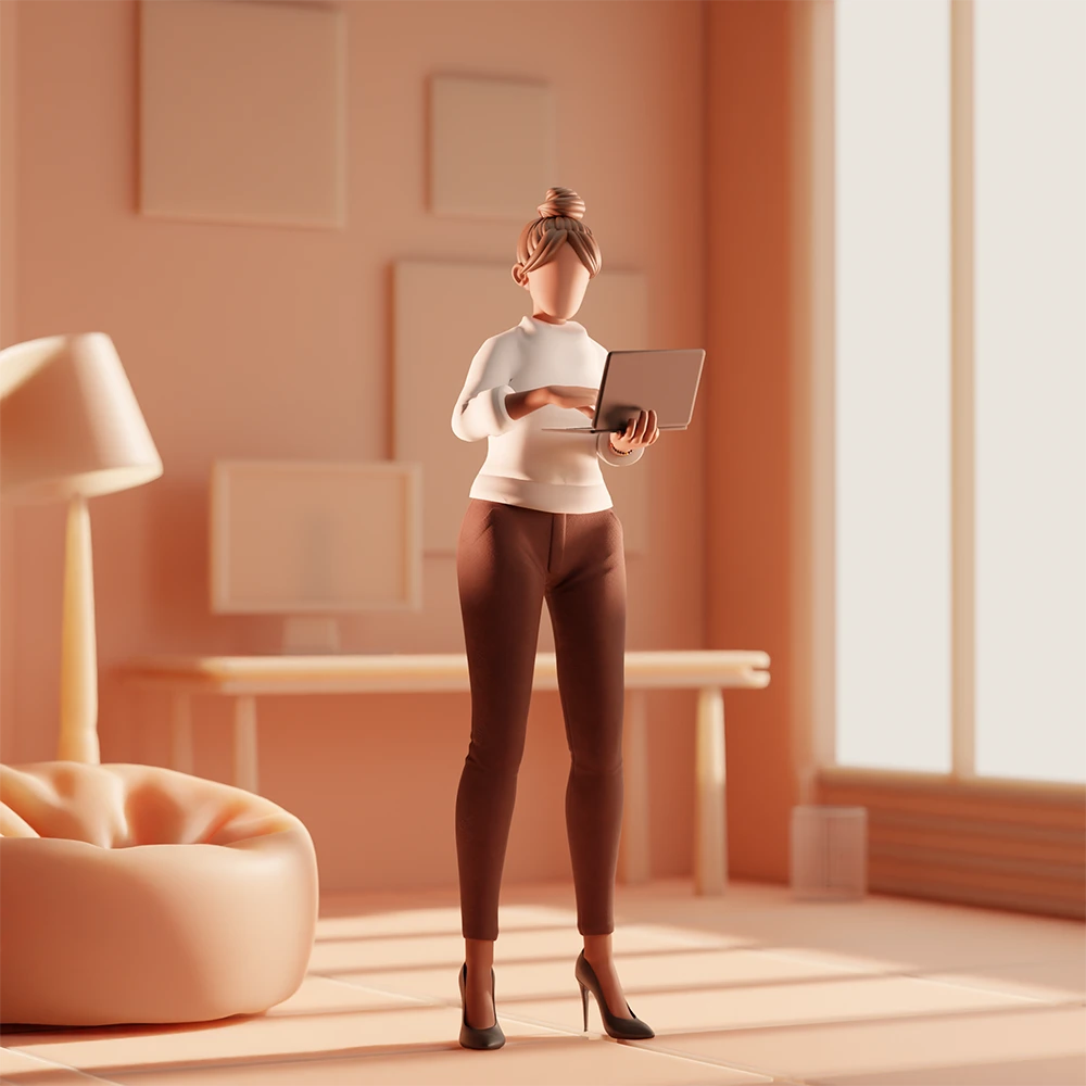 Cartoon 3D female in the workplace