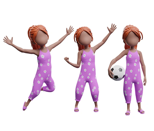 Cartoon 3D kid in various poses