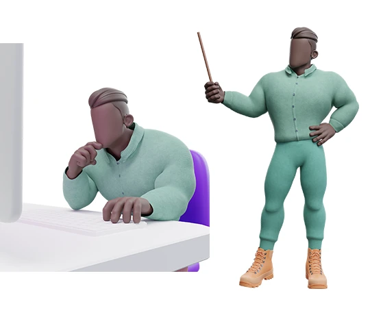 Cartoon 3D muscular in various poses