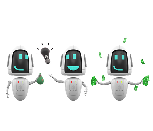 Cartoon robot in various poses