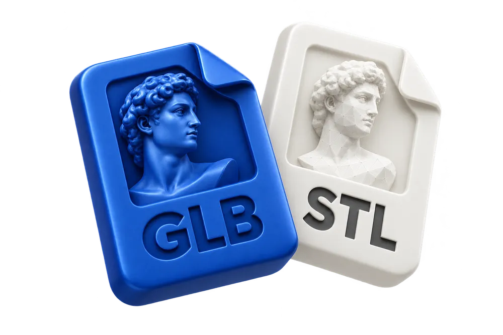 Sculptural GLB and STL file illustrations