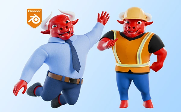 3D Business Bull mascot showcase