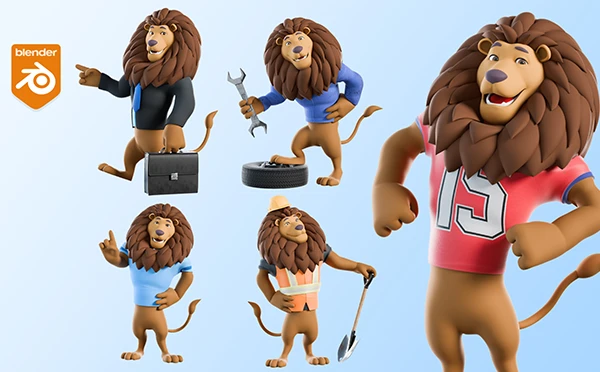 3D Lion mascot showcase