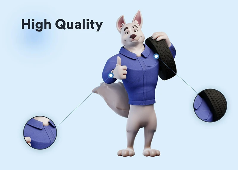 High-quality 3D mascot rendering showcase
