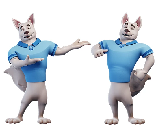 3D cartoon mascot in pose 1