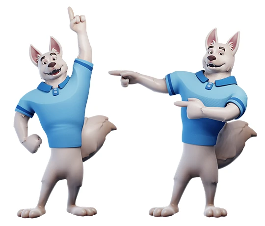 3D cartoon mascot in pose 2