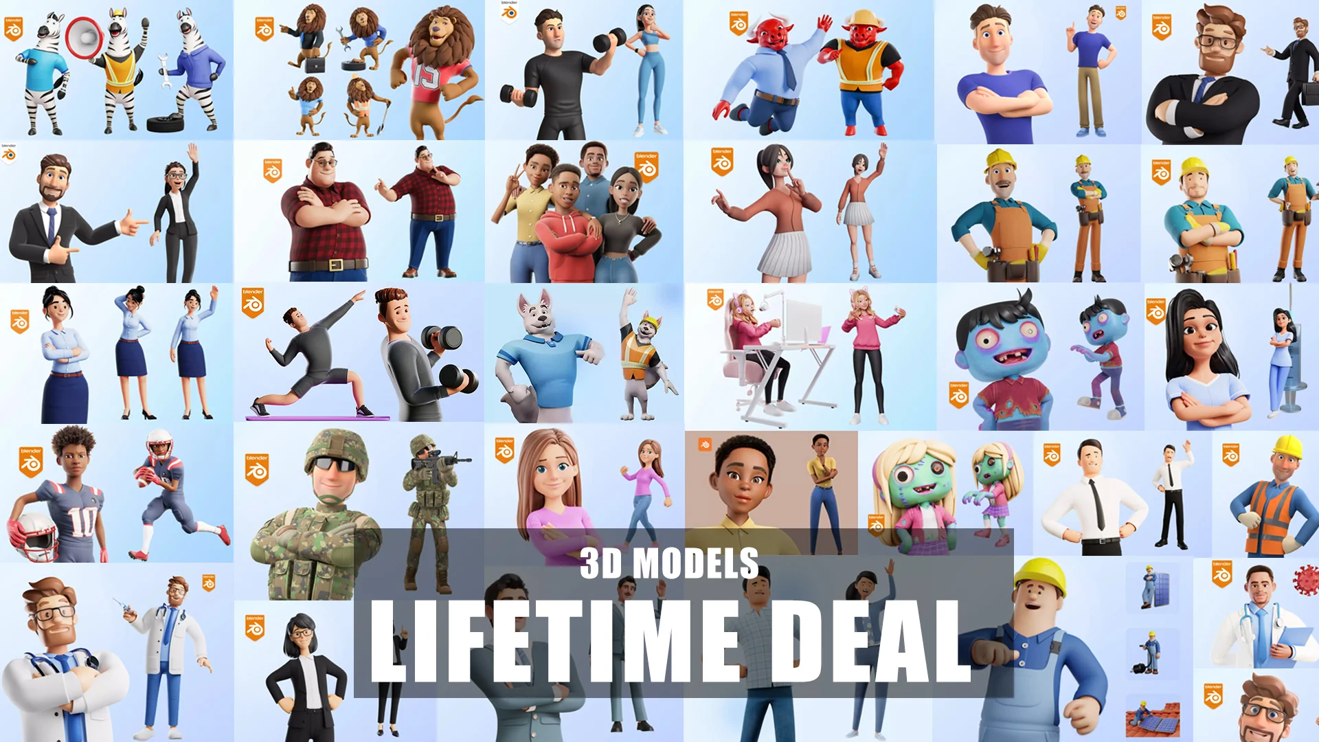 Massive single 3D models pack