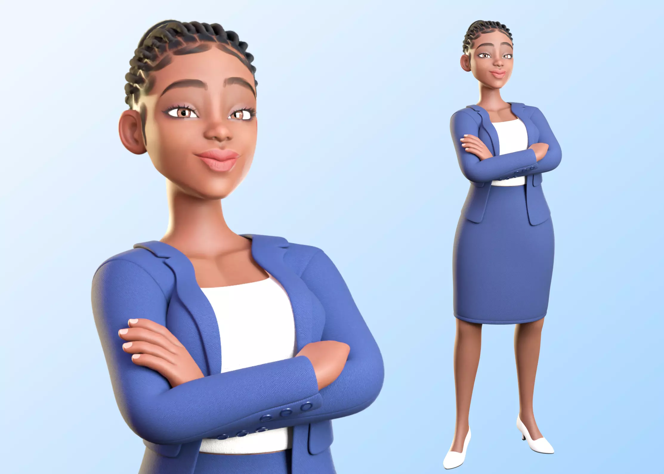 Business Female Black Woman 3D character model illustration