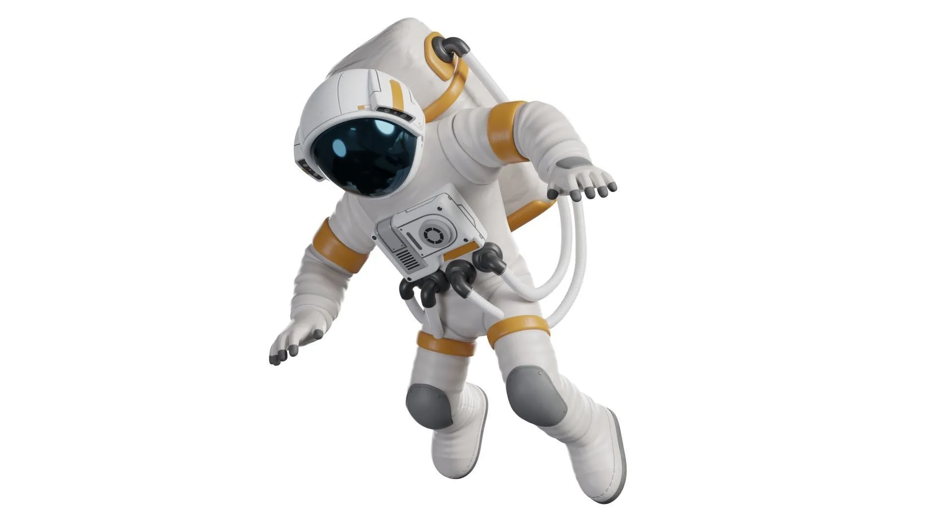 Cartoon Astronaut Man 3D character model close-up view
