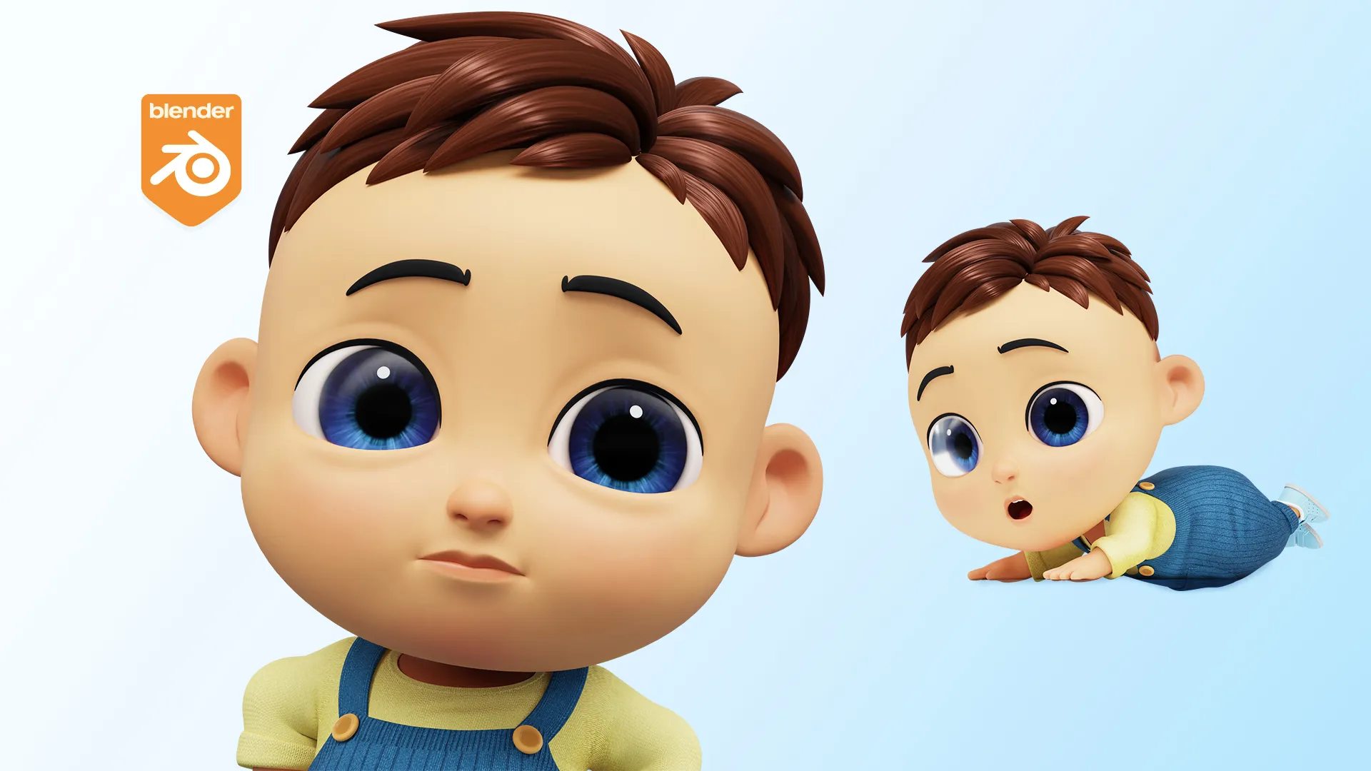 Cartoon baby boy 3D character model illustration