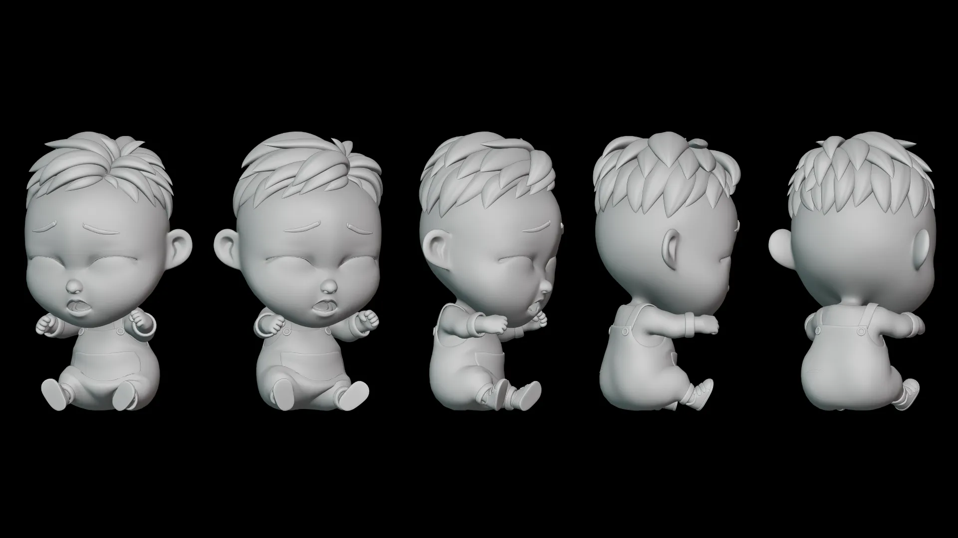 Cartoon baby boy grey material showcase