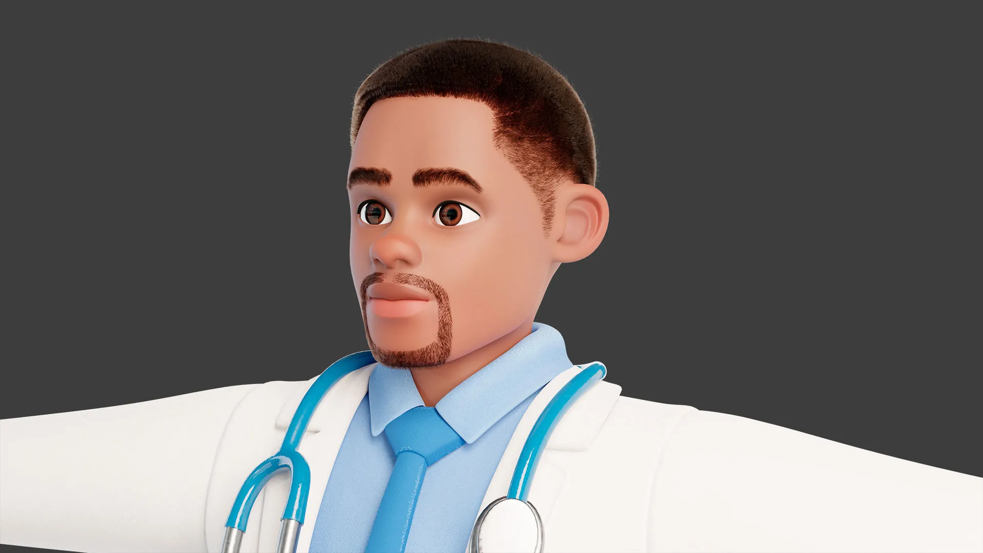 Cartoon Black Doctor Man face closeup
