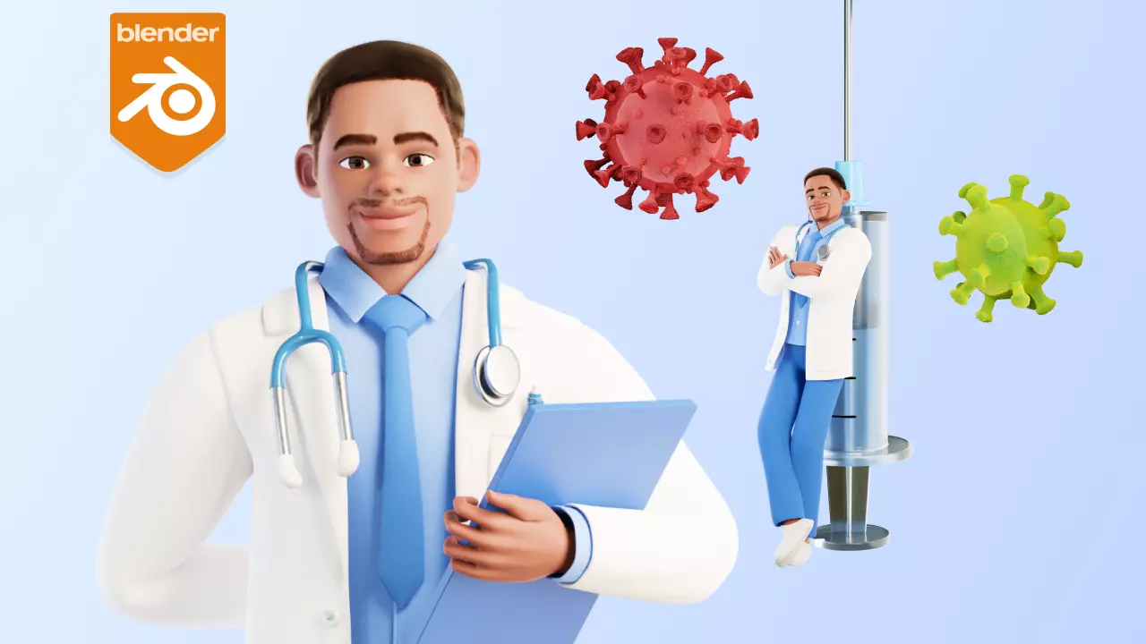 Cartoon Black Doctor Man illustration