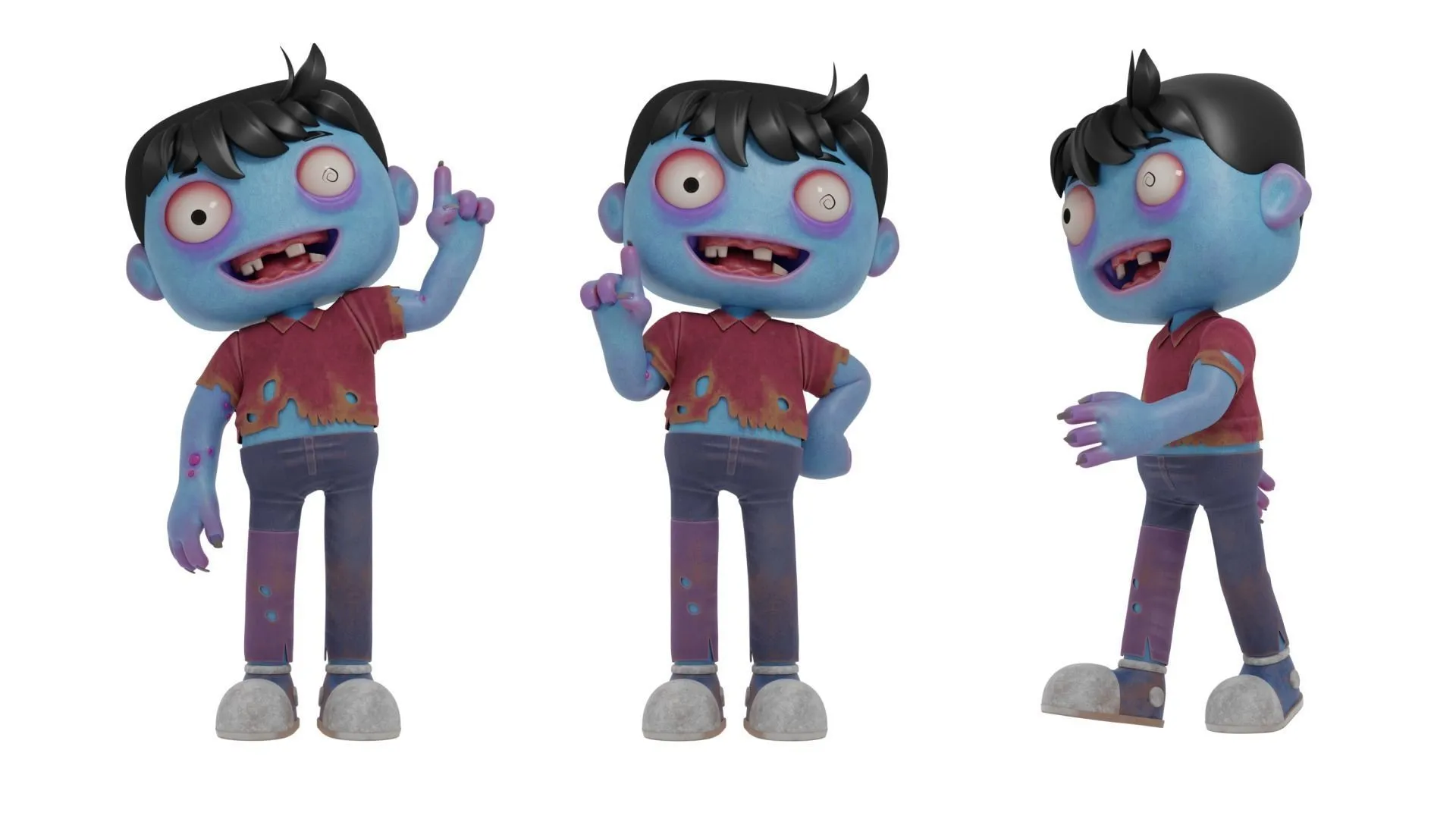Cartoon Male Zombie 3D model render