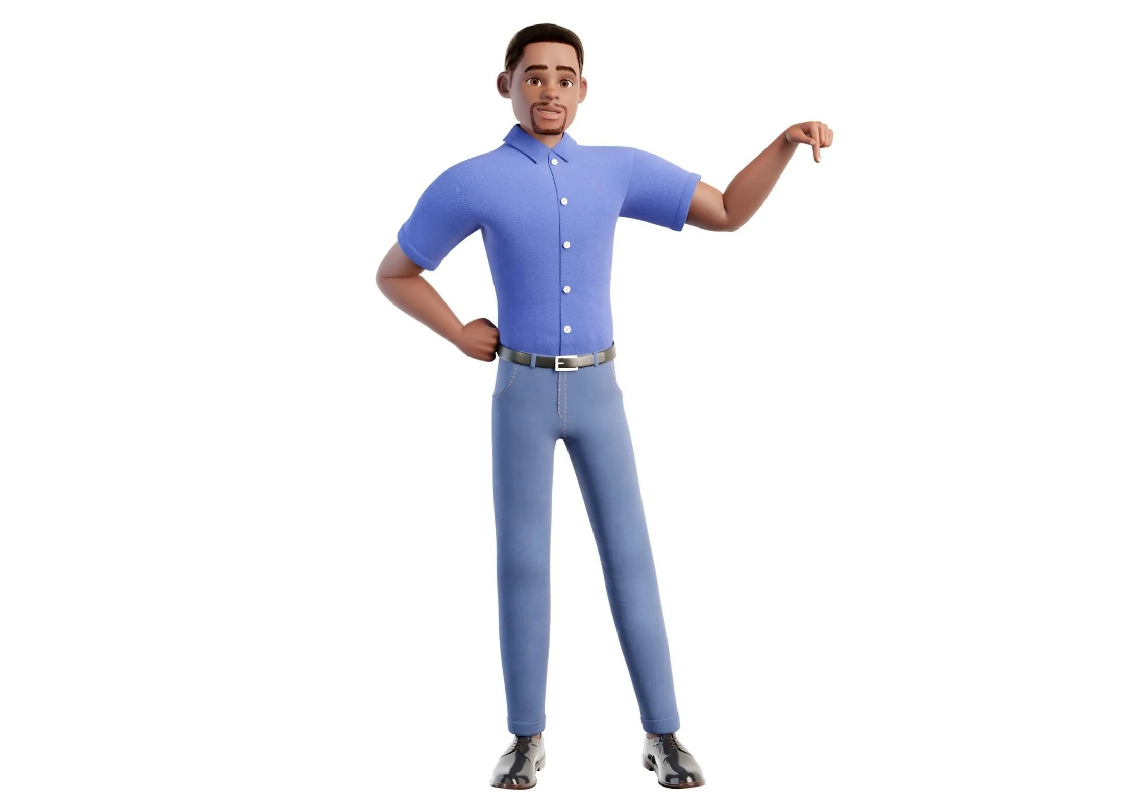 Cartoon Man Black - Rigged 3D Character in Blender