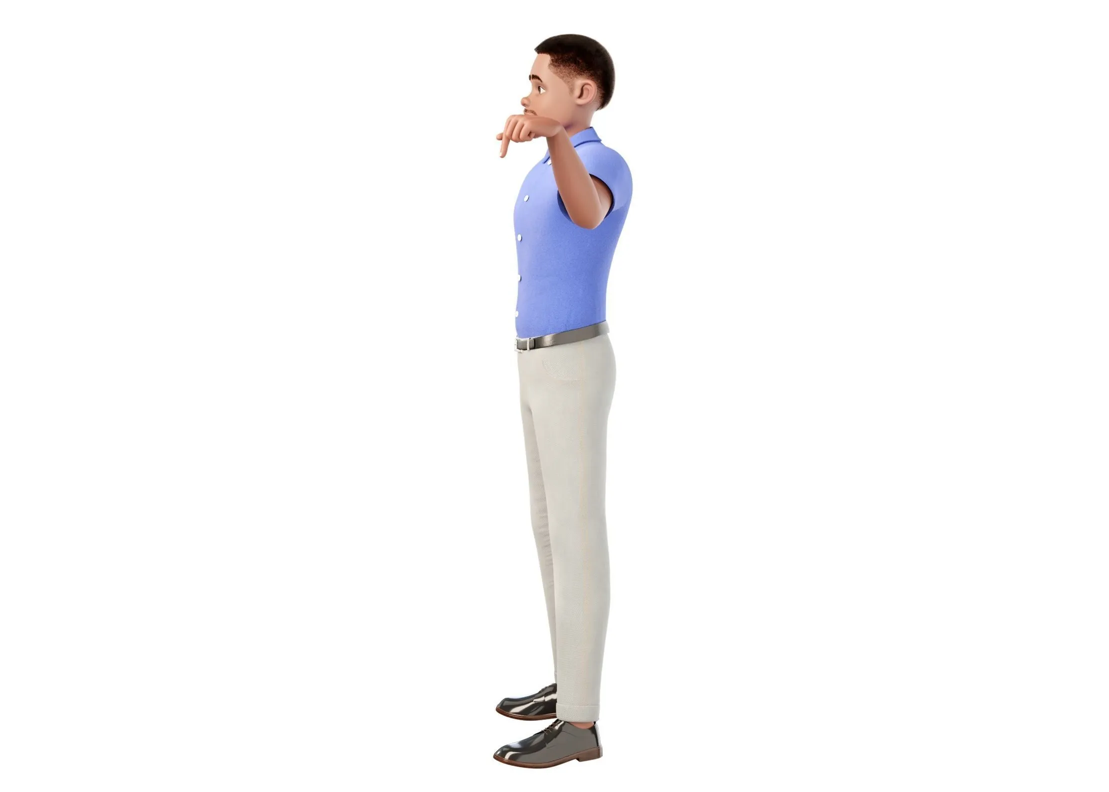 Cartoon Man Black 3D character showcase 7