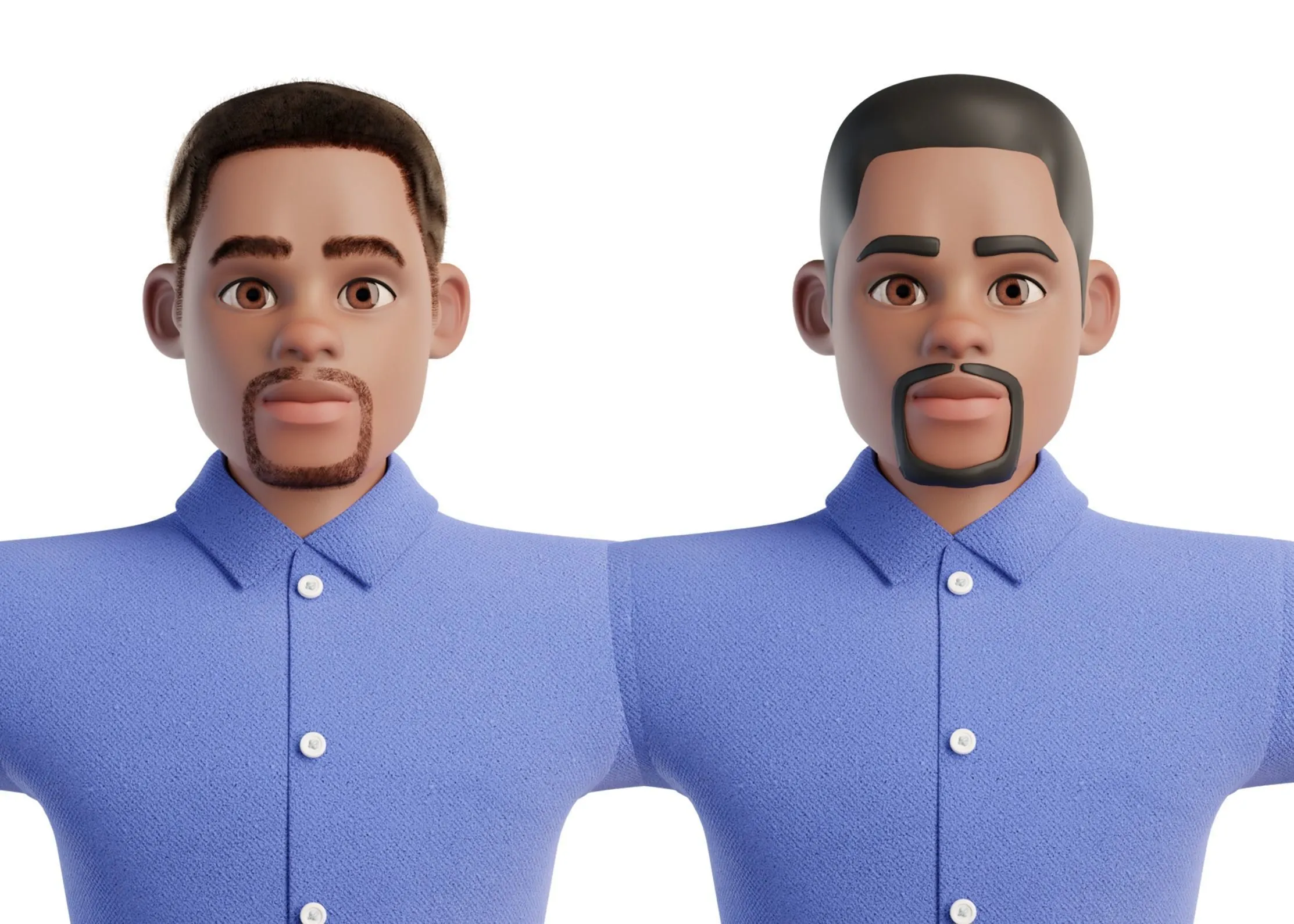 Real hair and clay version options for Cartoon Man Black
