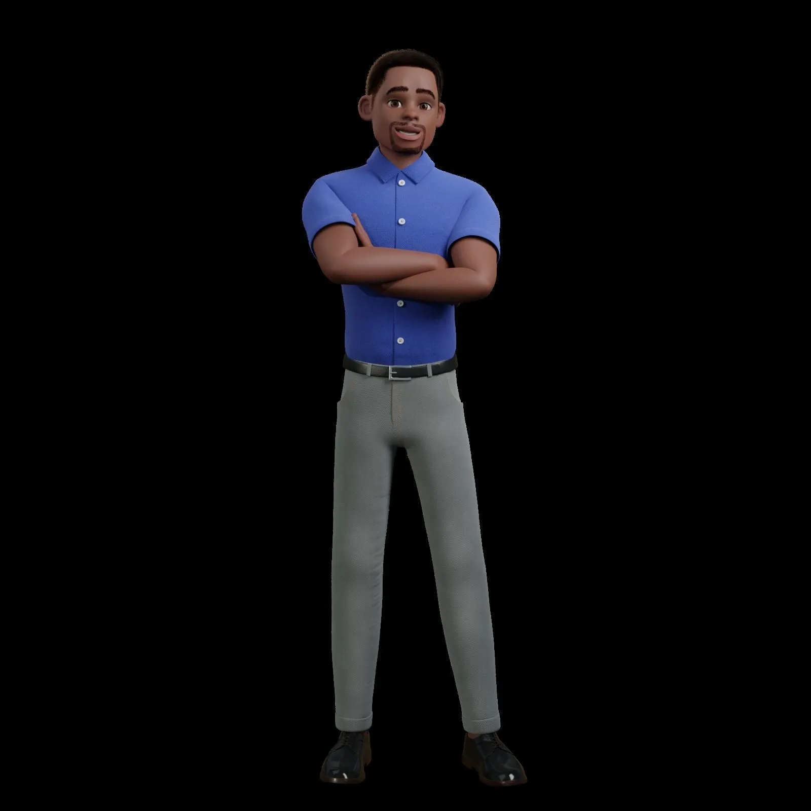 Cartoon Man Black 3D render showcase