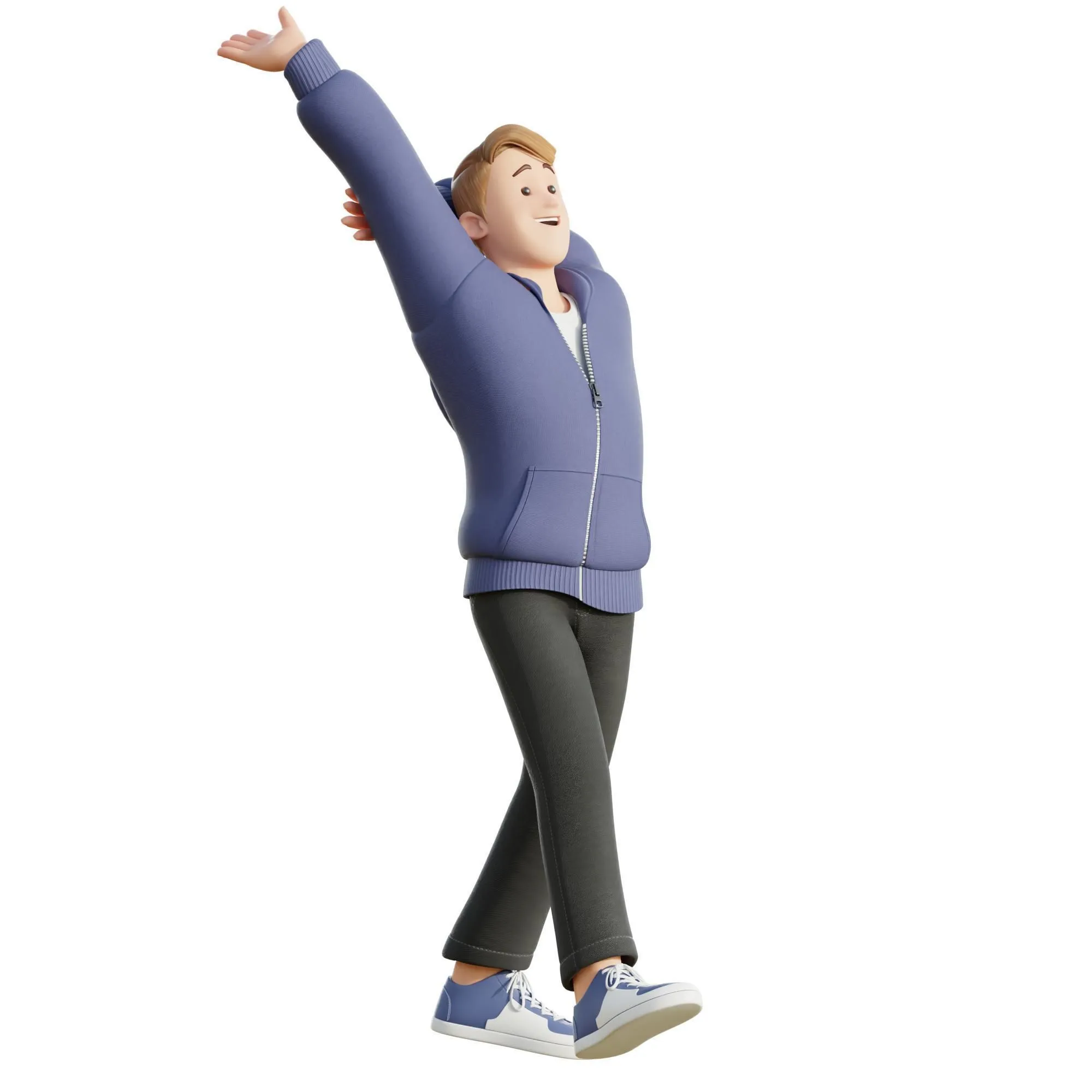 Cartoon Man Illustration rigged 3D character in different pose