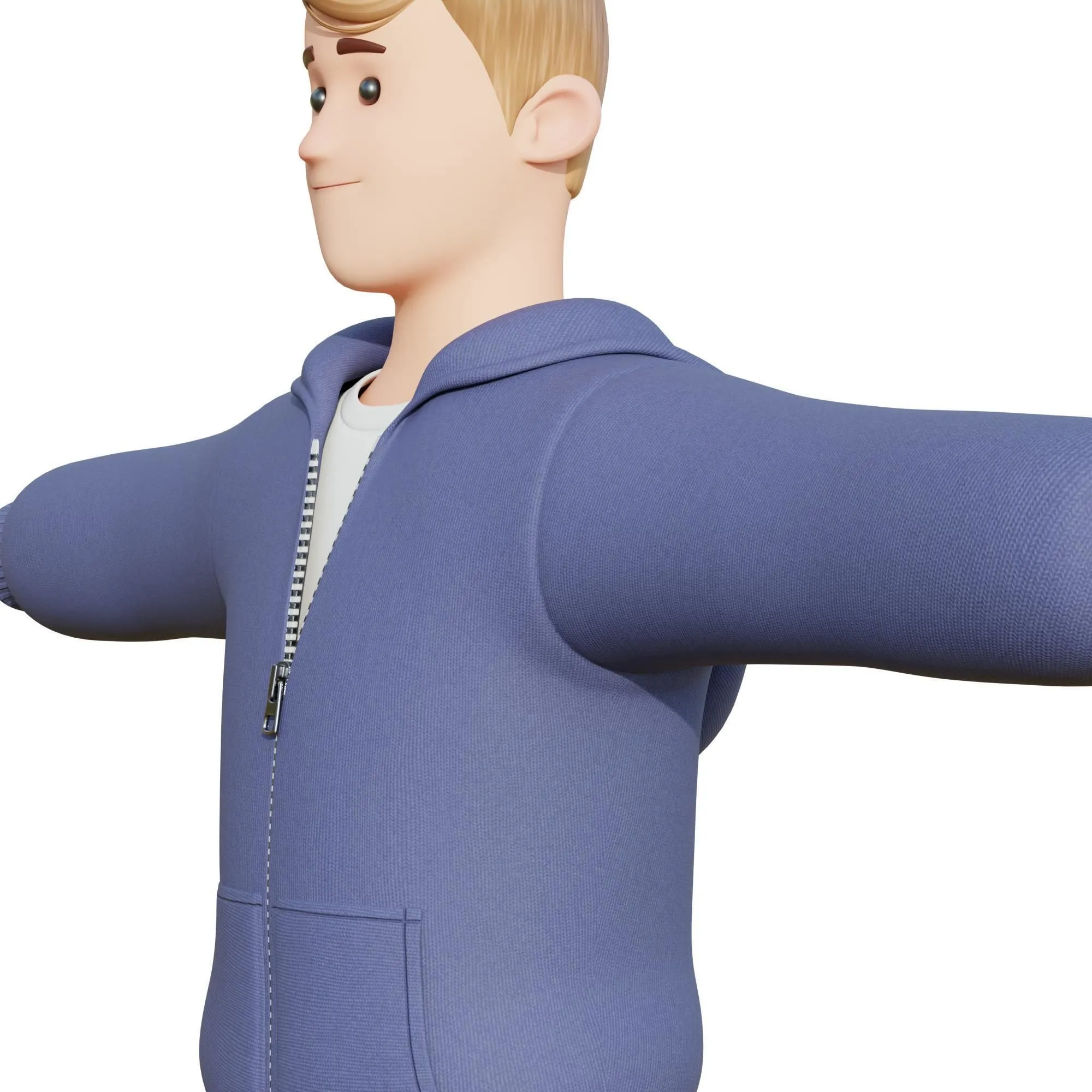 Cartoon Man Illustration 3D model additional view