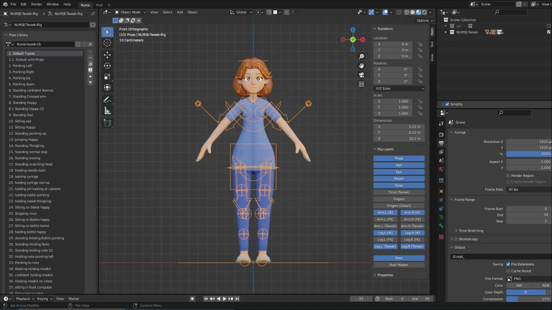 Cartoon Nurse Woman in Blender workspace