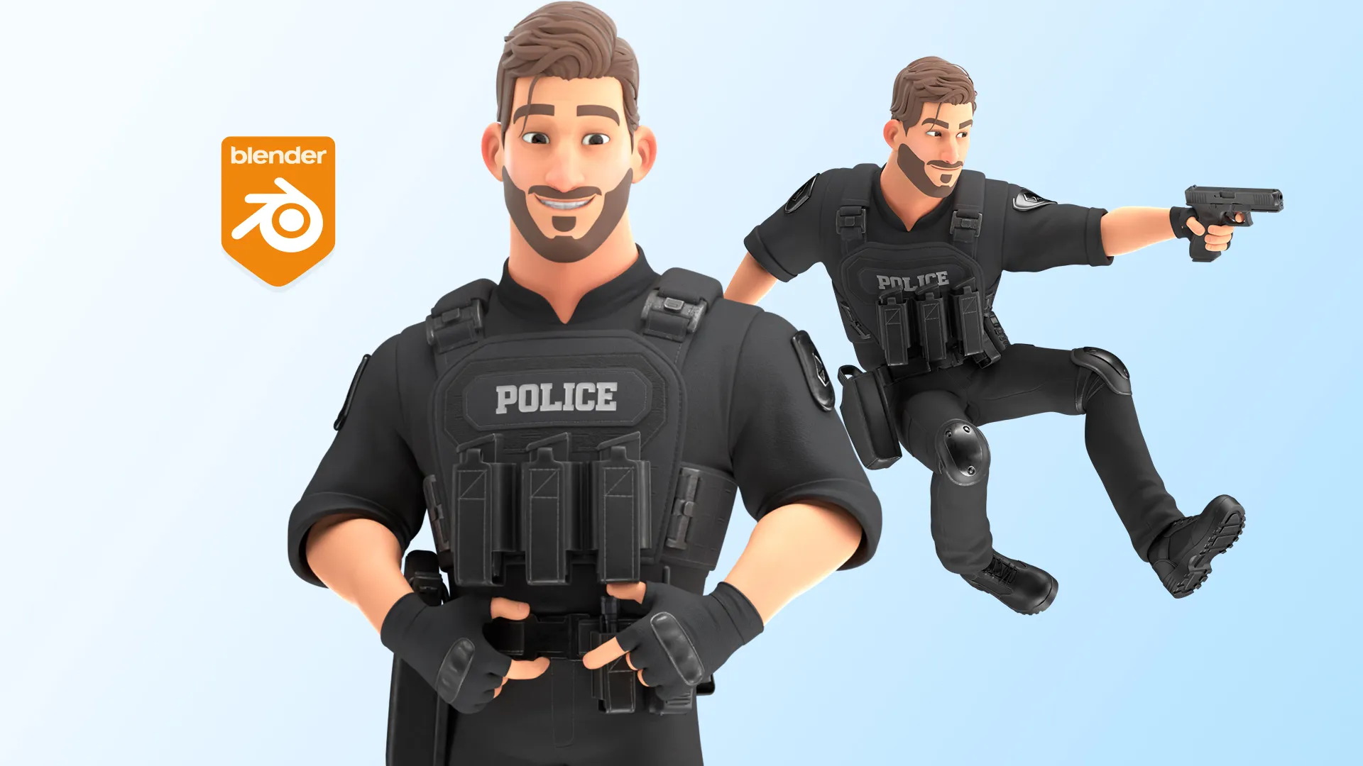 Cartoon Police Man 3D character main preview