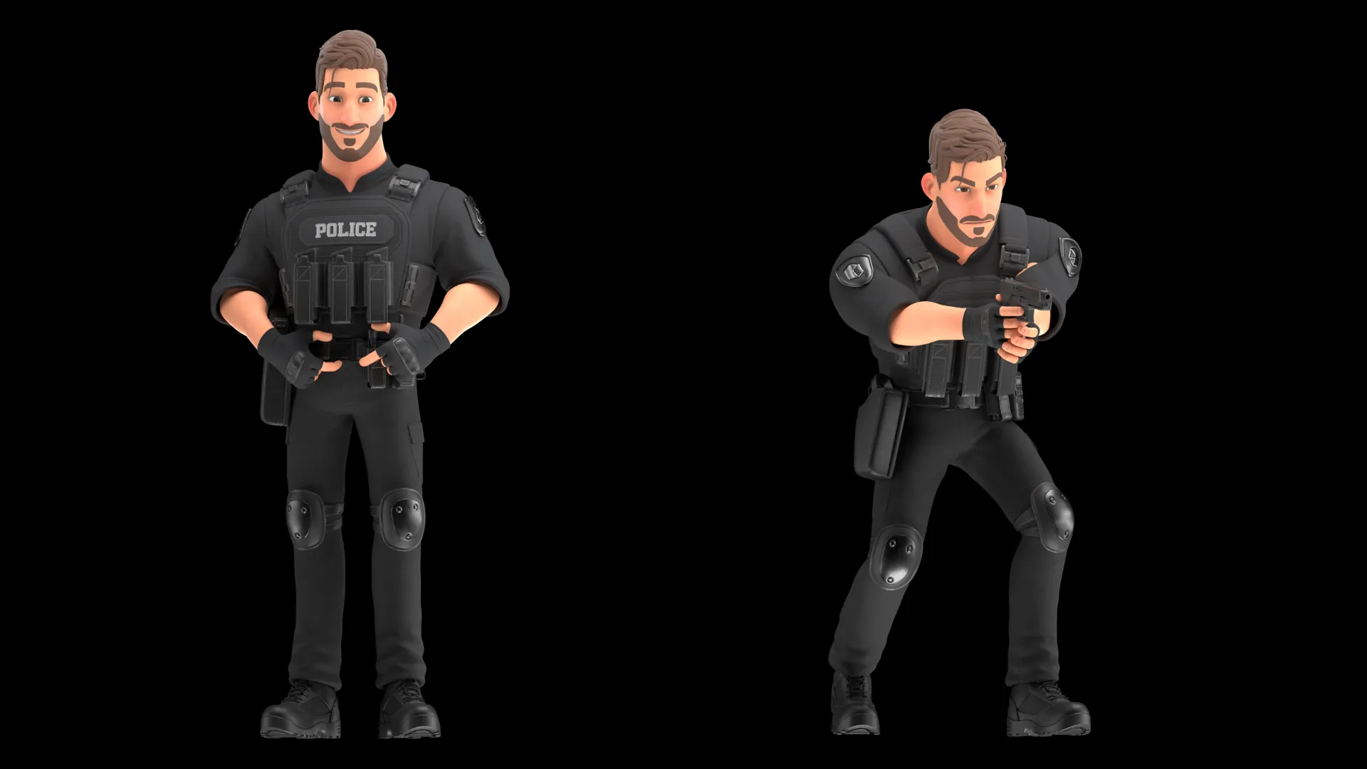 Cartoon Police Man close-up 1