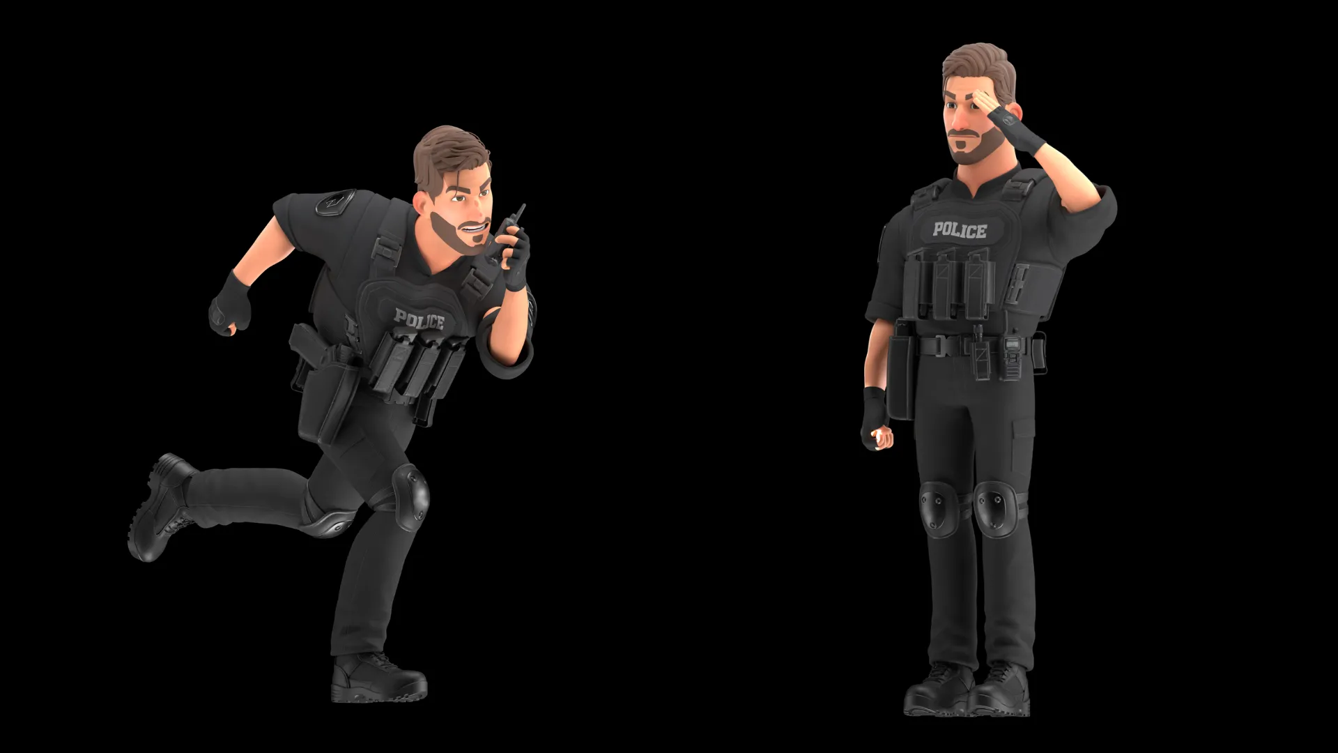 Cartoon Police Man close-up 2