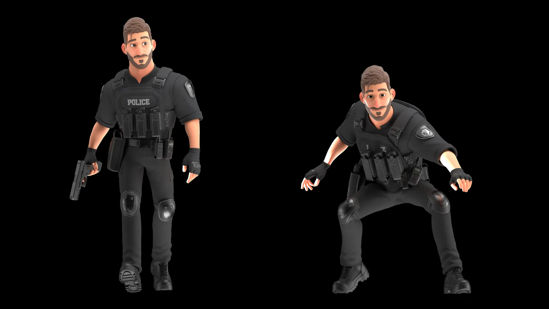 Cartoon Police Man close-up 3