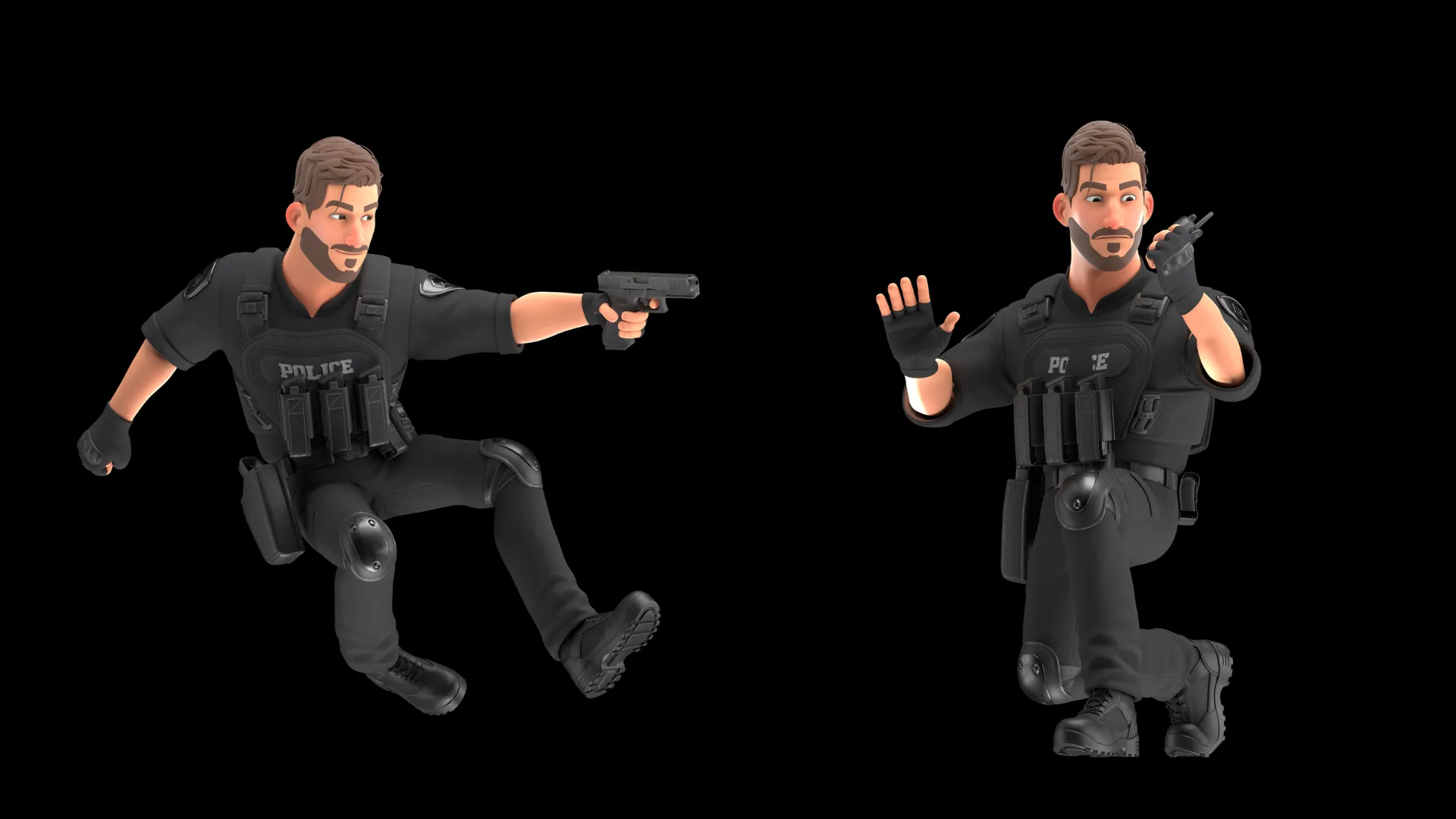 Cartoon Police Man close-up 4