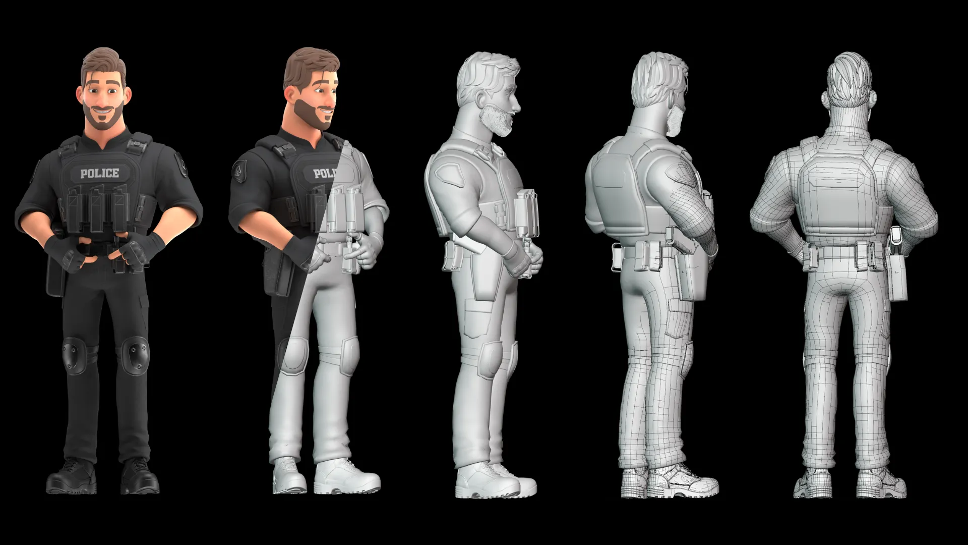 Cartoon Police Man composition render