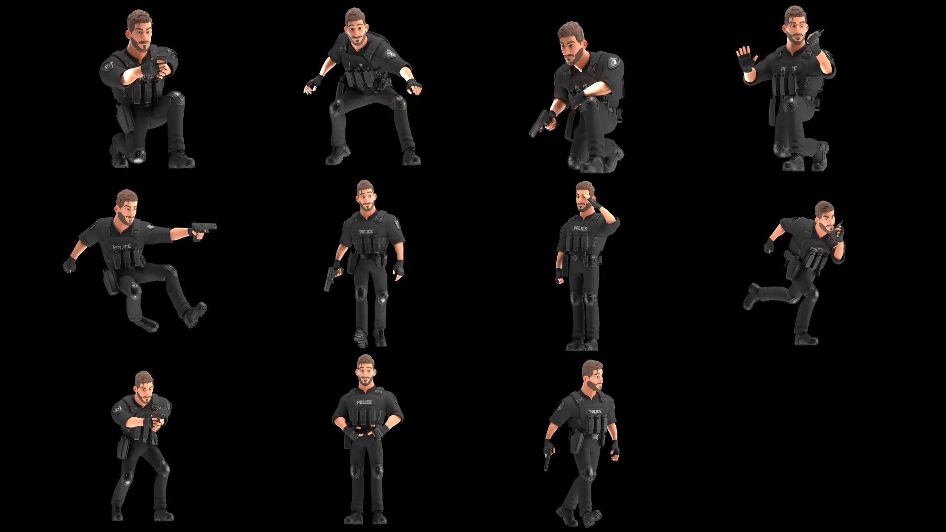 Cartoon Police Man poses sheet