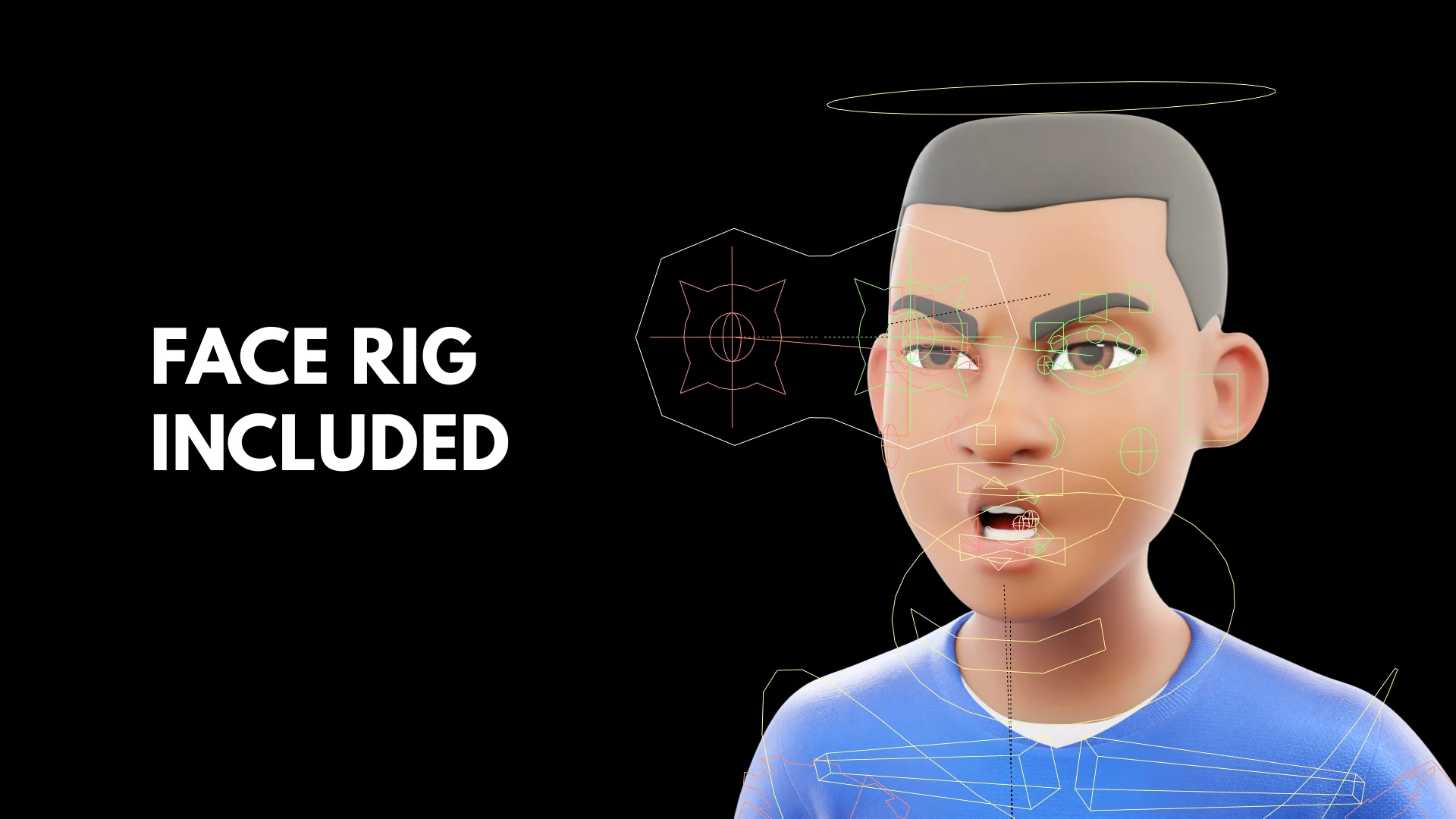 Cartoon Soccer Player face rig preview