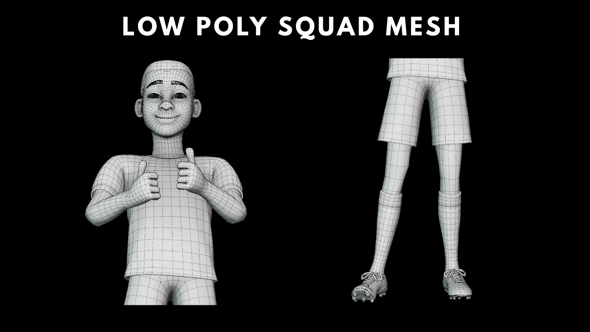 Cartoon Soccer Player low poly mesh variation