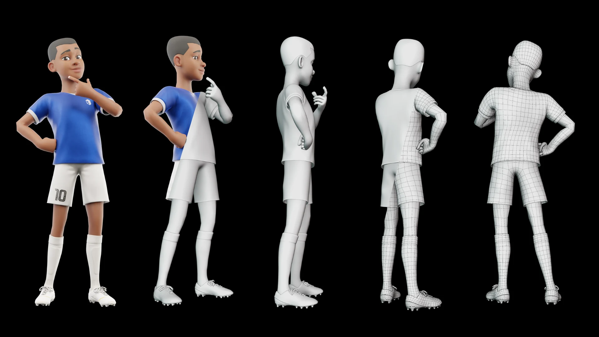 Cartoon Soccer Player combined character preview