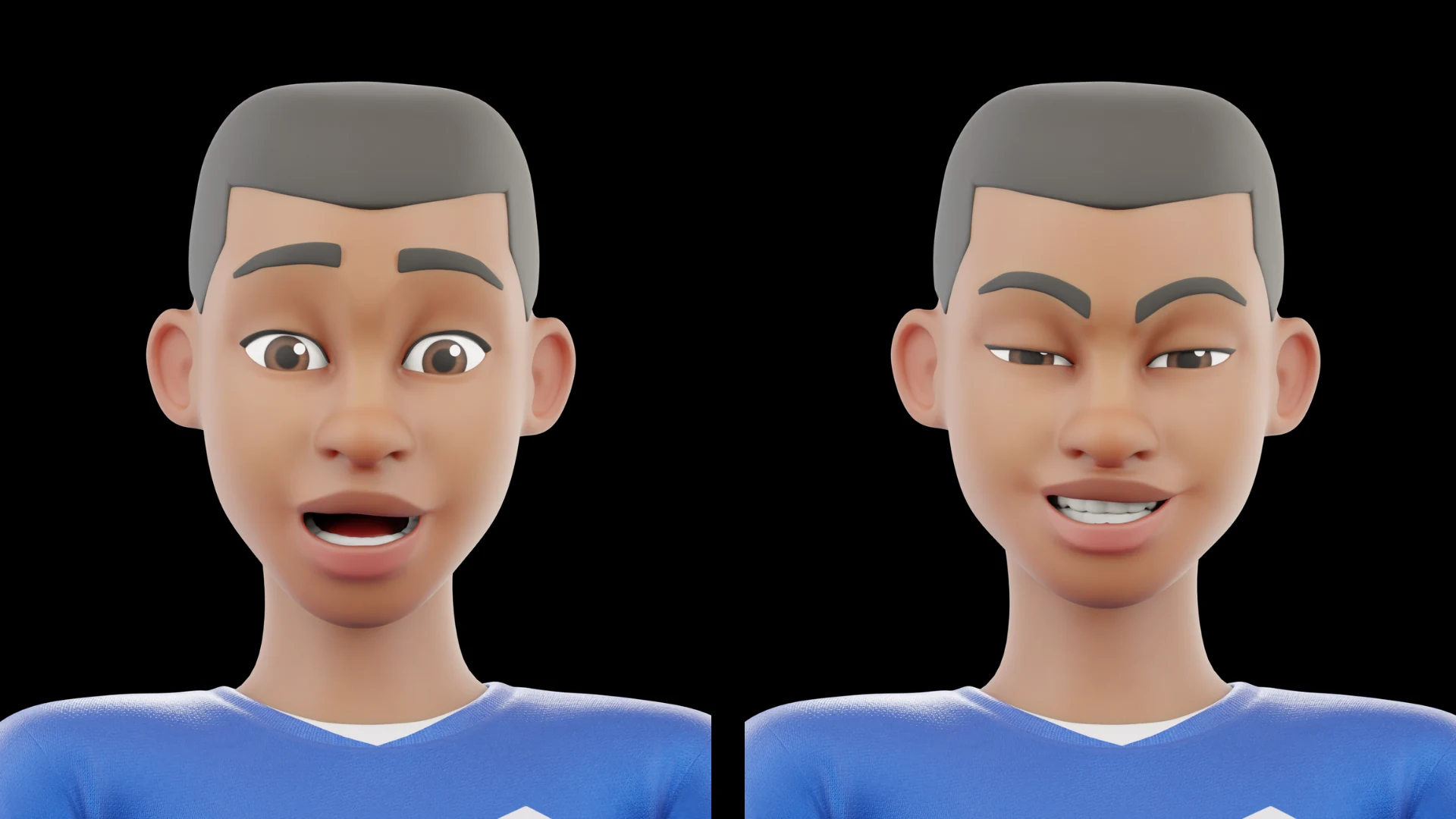 Cartoon Soccer Player facial expressions variation 3