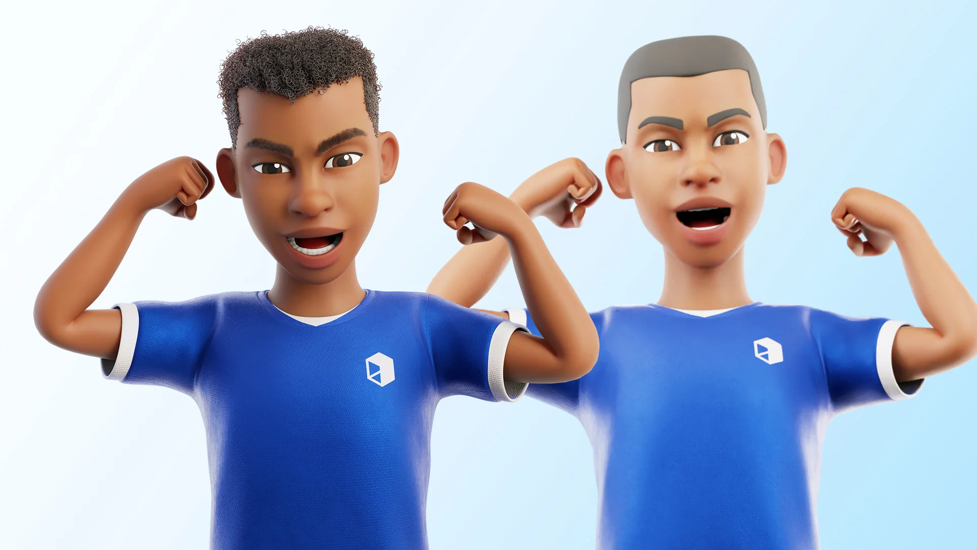 Cartoon Soccer Player particle and mesh hair comparison preview