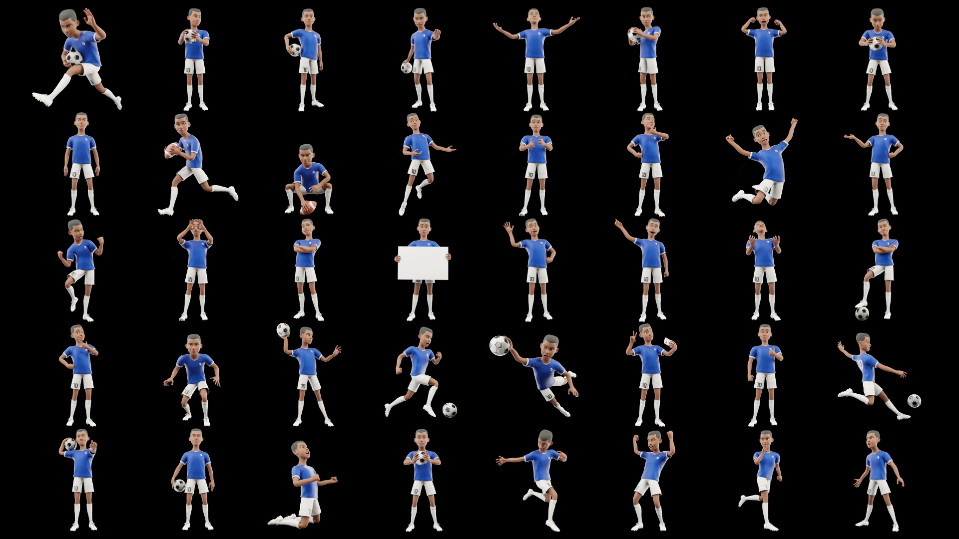 Cartoon Soccer Player pose variations