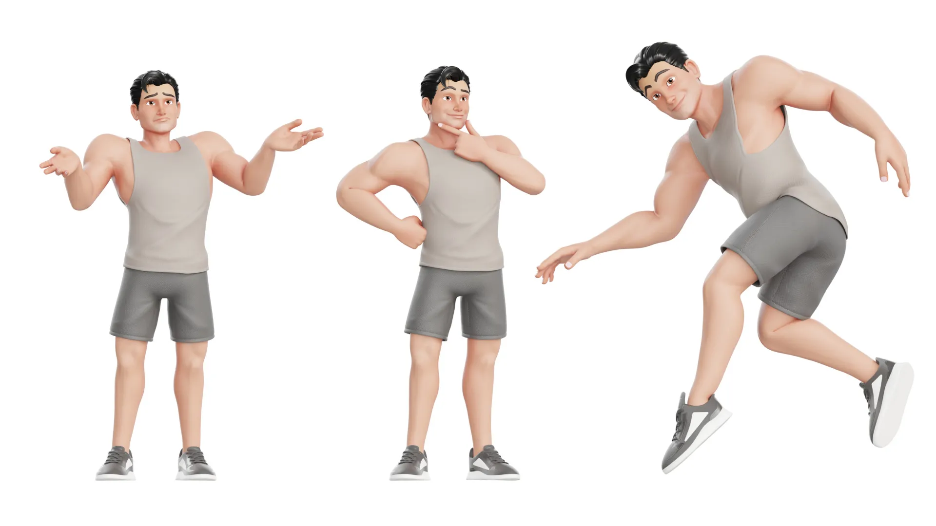 Cartoon Sports Gym Fitness Man render 2