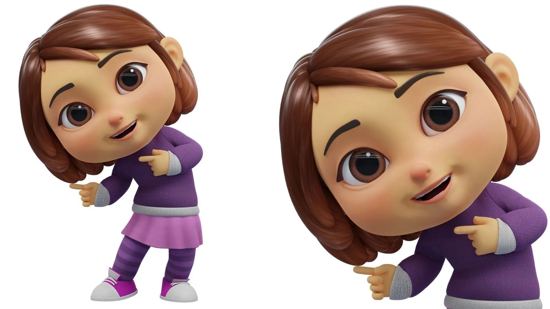 Cartoon White Girl 3D animation showcase
