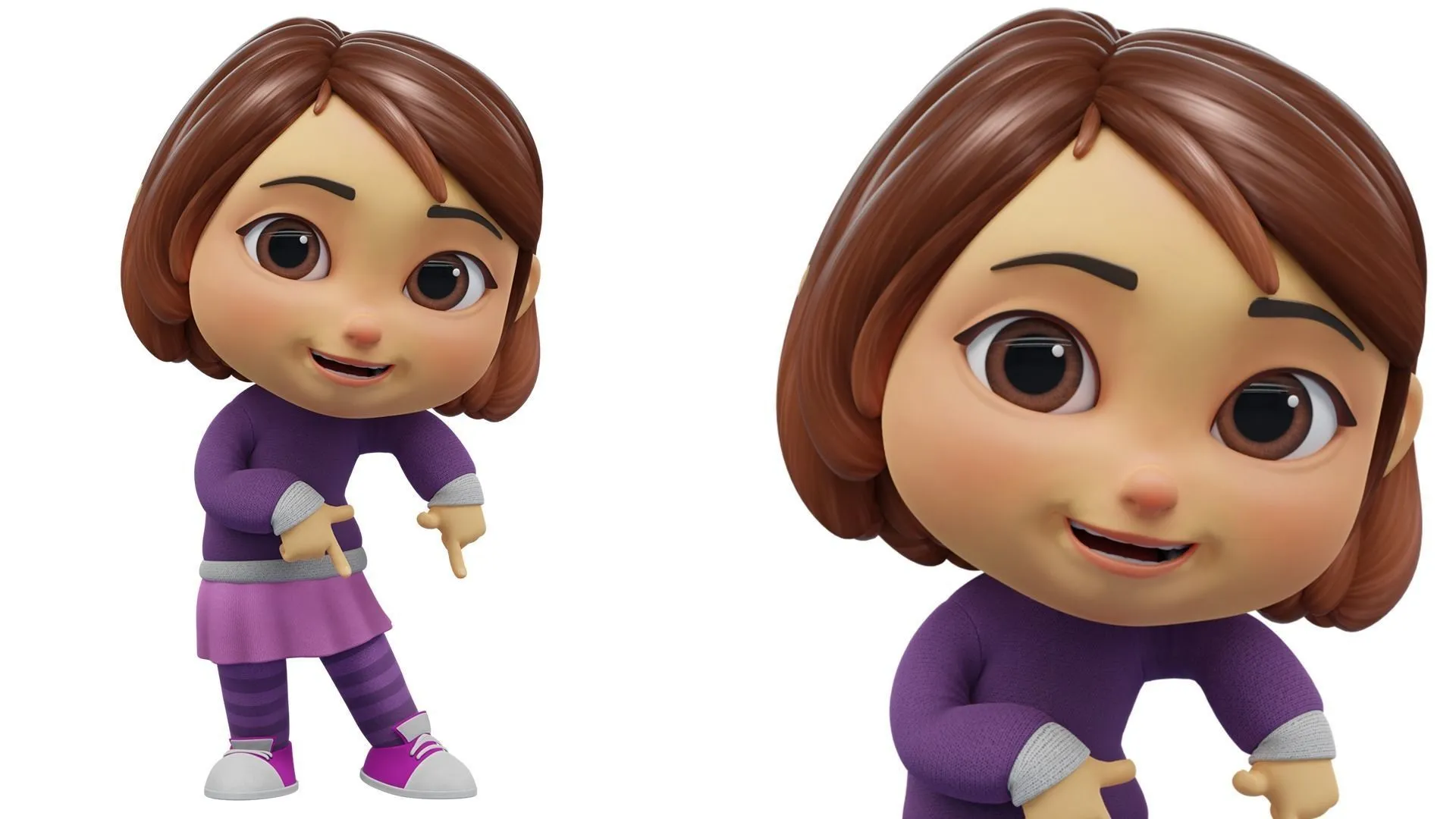 Cartoon White Girl render 5