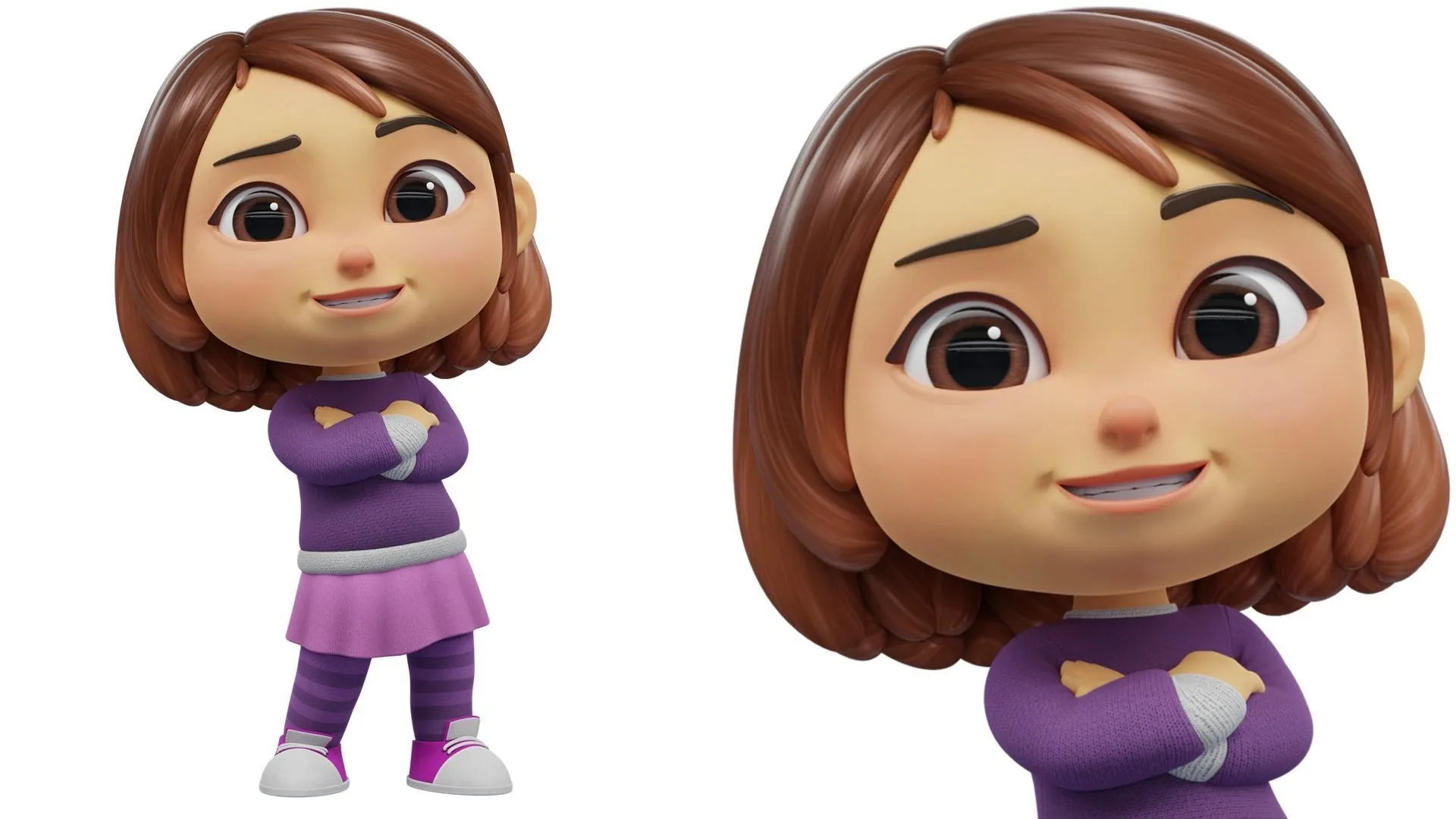 Cartoon White Girl render 8