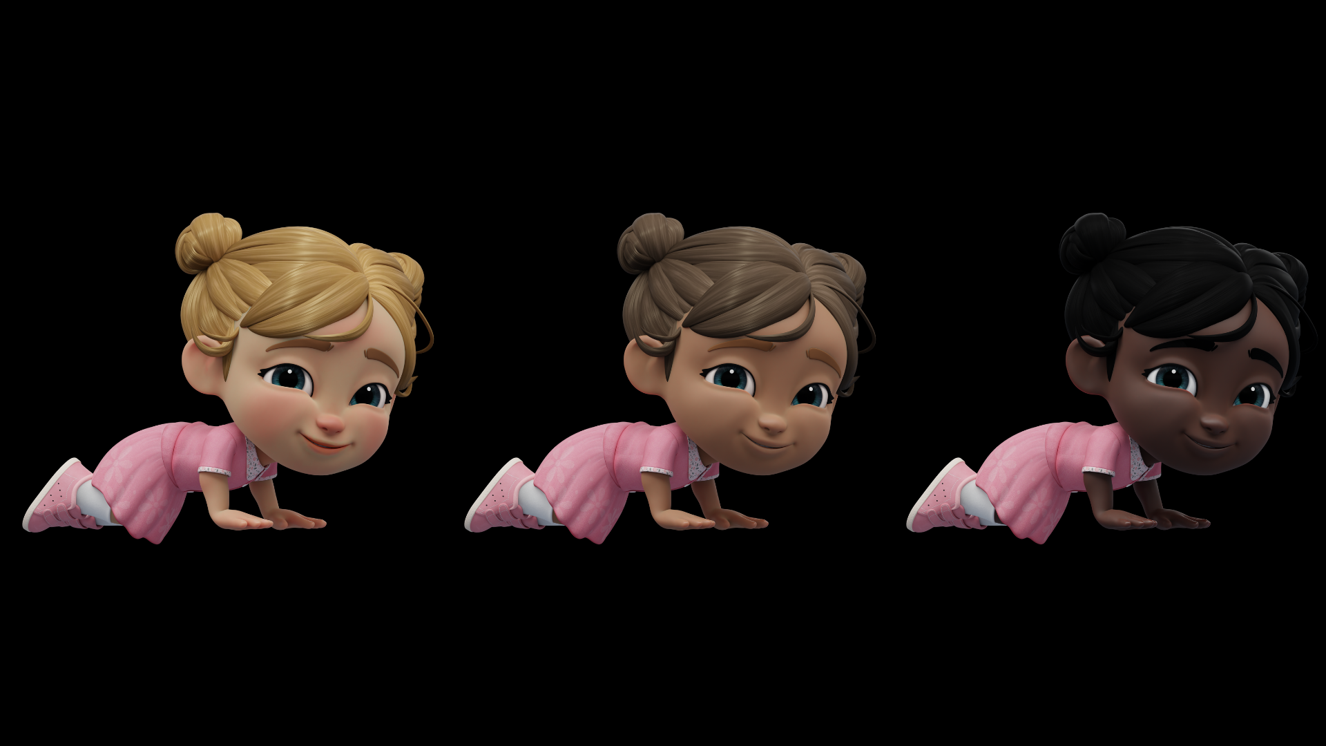 Cartoon baby girl 3D character showcase 6