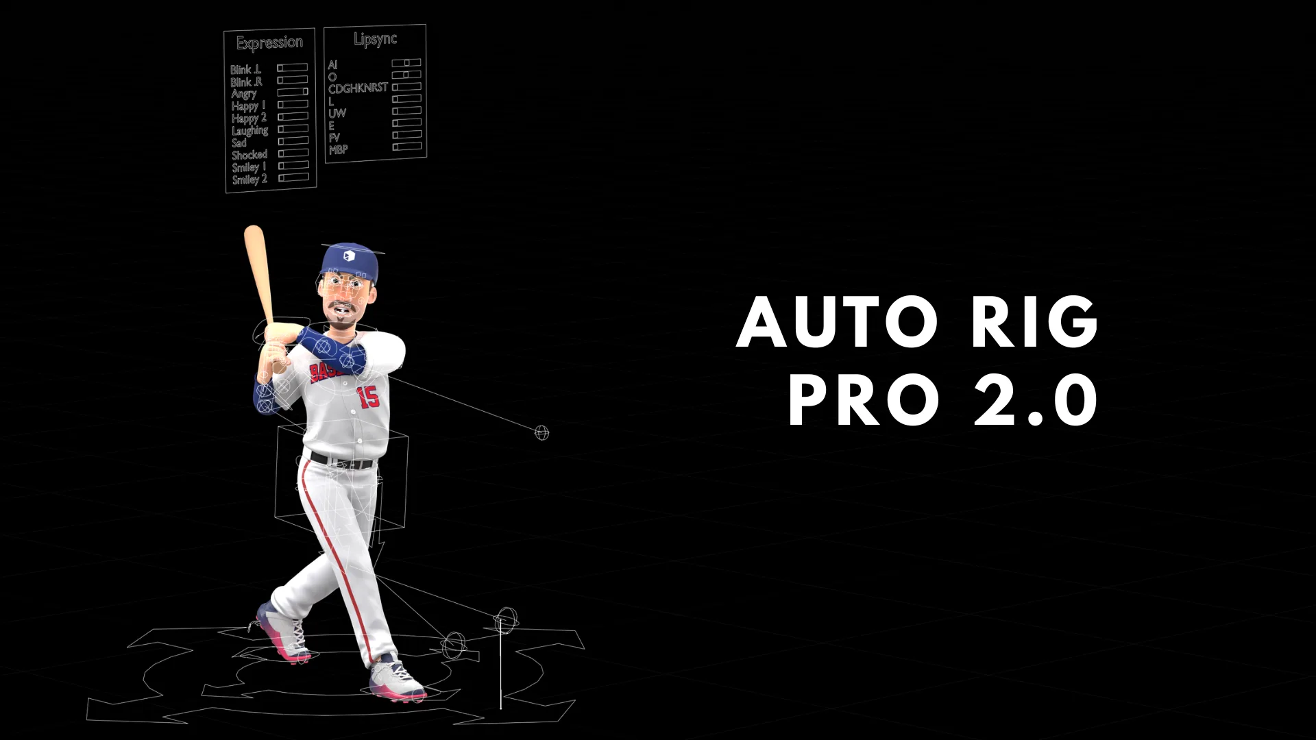 Cartoon Baseball Player auto rig setup