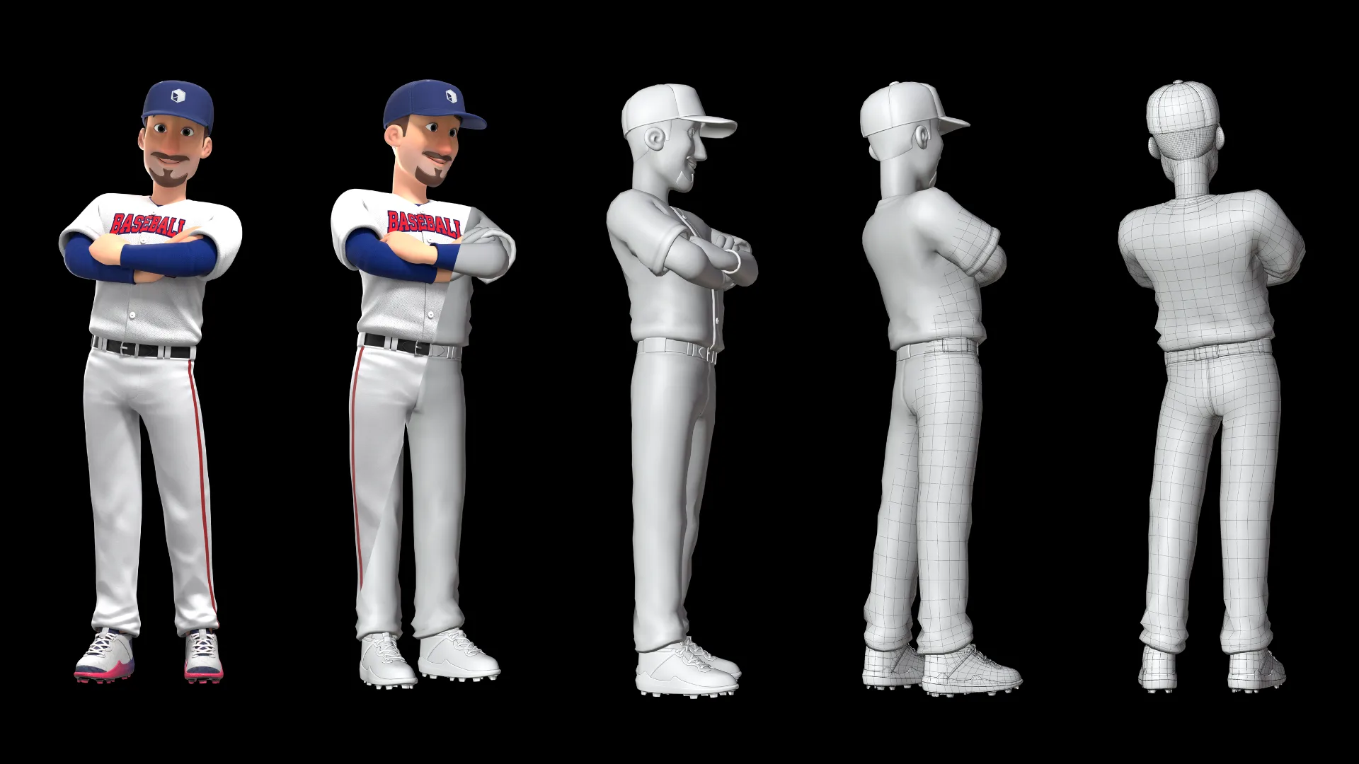 Vista previa combinada del jugador de béisbol caricatura