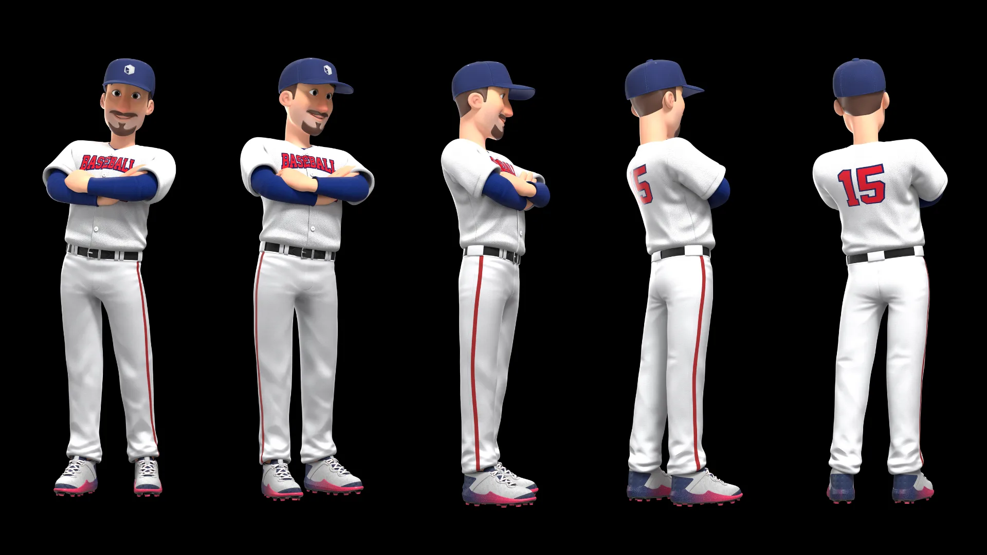Cartoon Baseball Player PBR texture render preview
