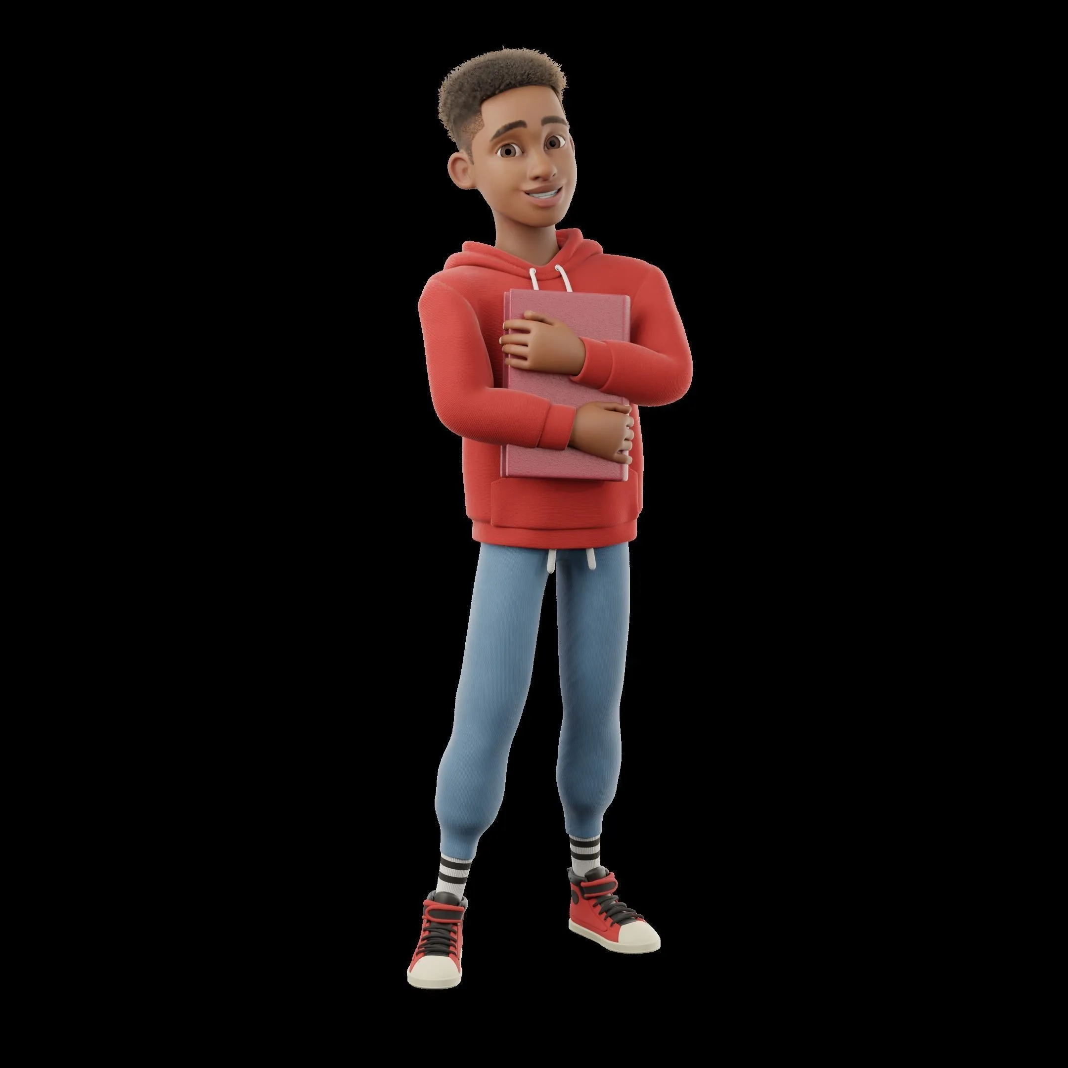 Stylized black man teen character 3D character showcase 4