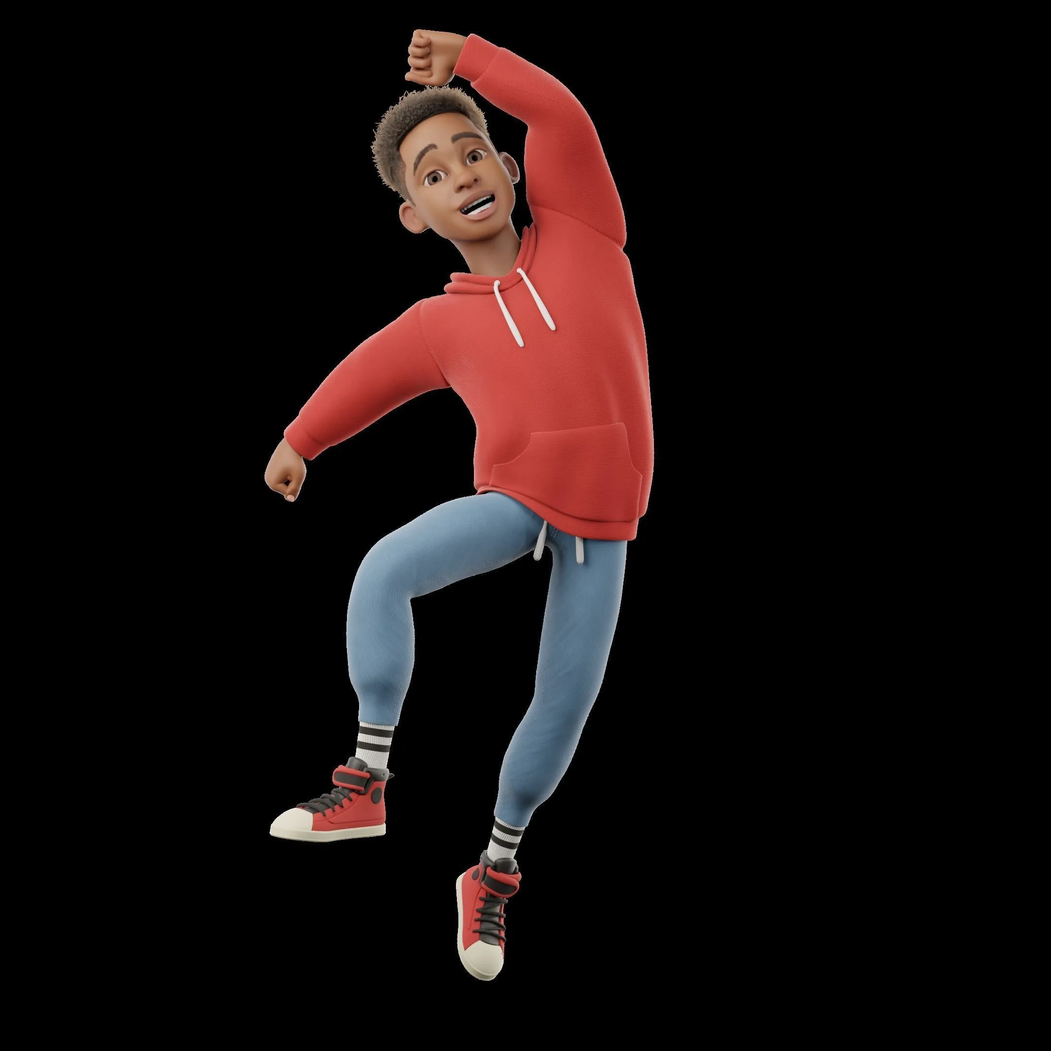 Stylized black man teen character 3D character showcase 5