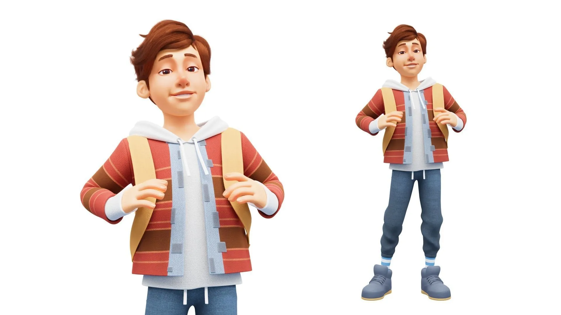 Cartoon Boy Teen 3D model full body render
