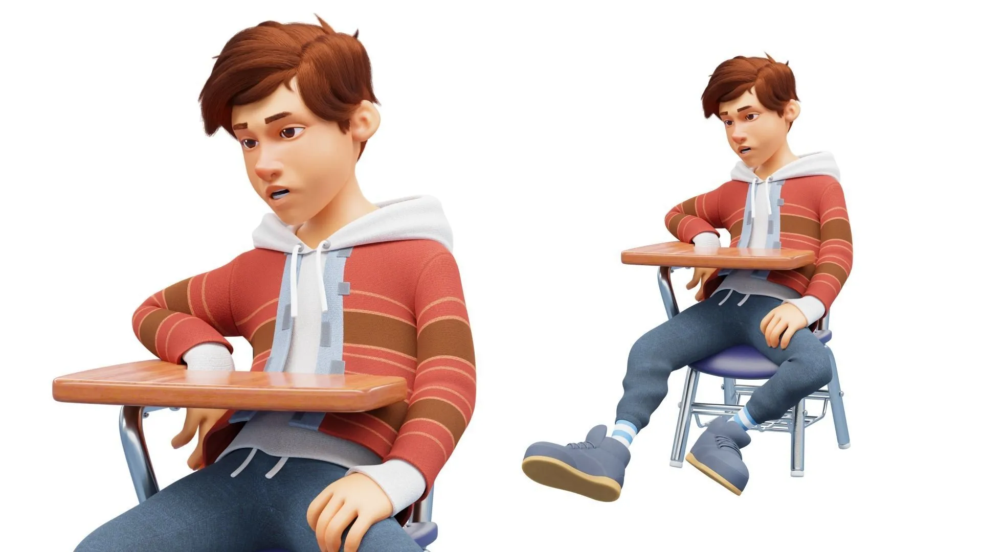 Cartoon Boy Teen 3D model teen pose